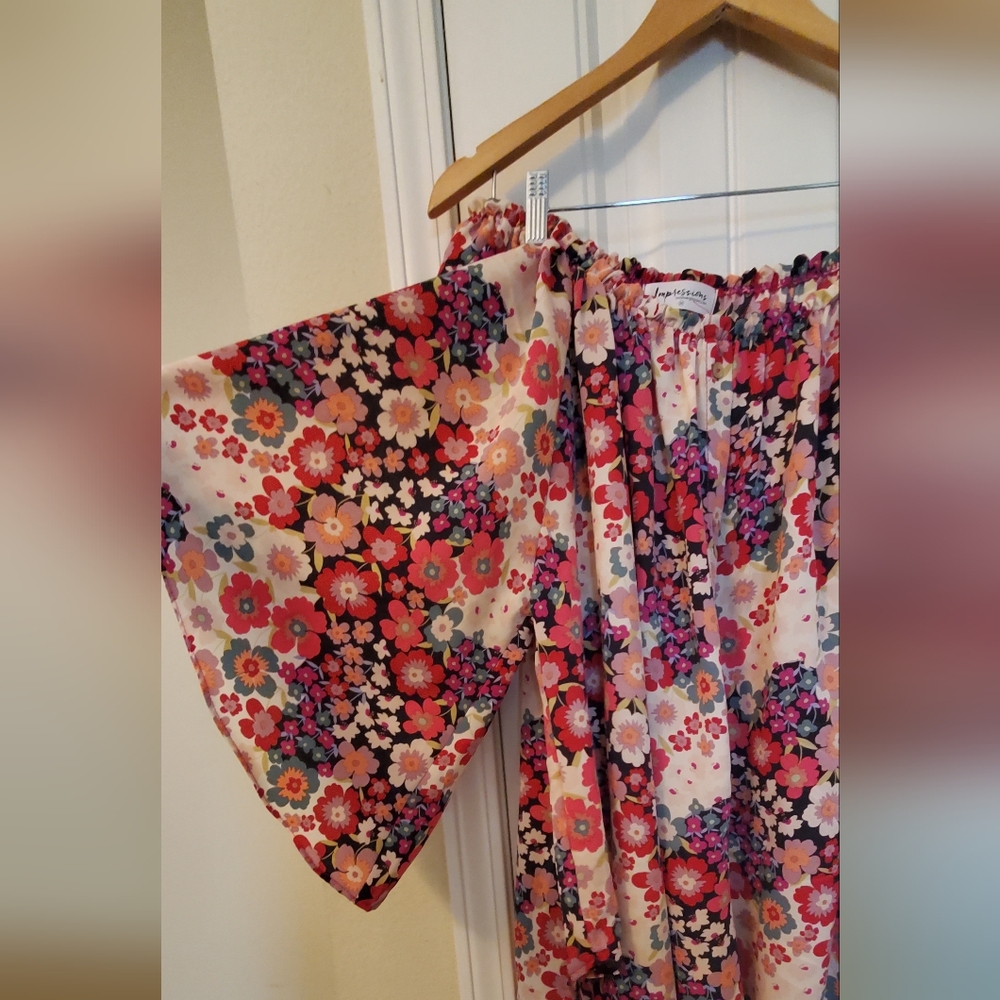 SZ 3X IMPRESSIONS OFF SHOULDER FLORAL TOP